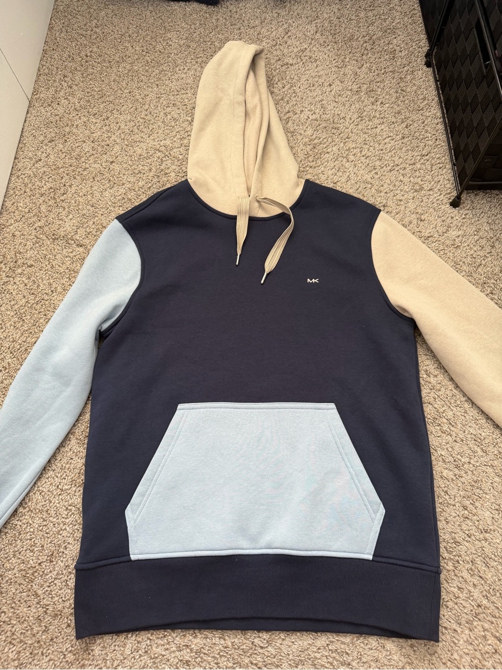 Michael Kors Navy, Light Blue & Cream Colorblock Pullover Hoodie